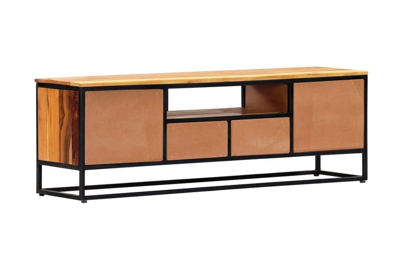 TV-bänk 120x30x40 cm massivt återvunnet trä och stål - Brun - Möbler - Tv möbel & mediamöbel - TV bänk & mediabänk