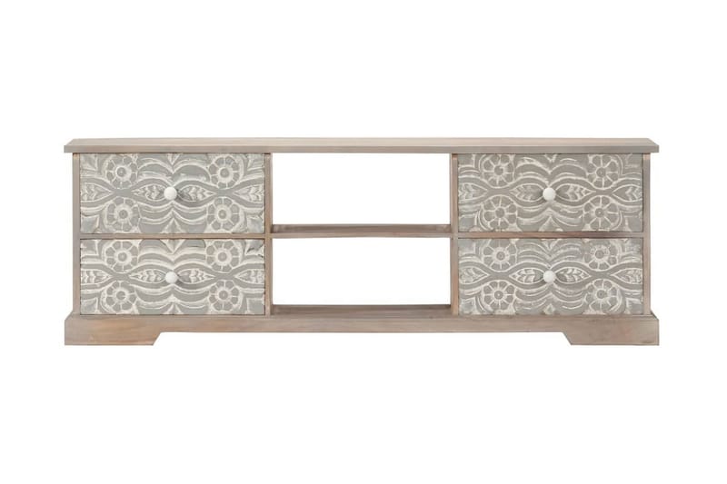 TV-bänk 120x30x40 cm massivt akaciaträ - Vit - Möbler - Tv möbel & mediamöbel - TV bänk & mediabänk