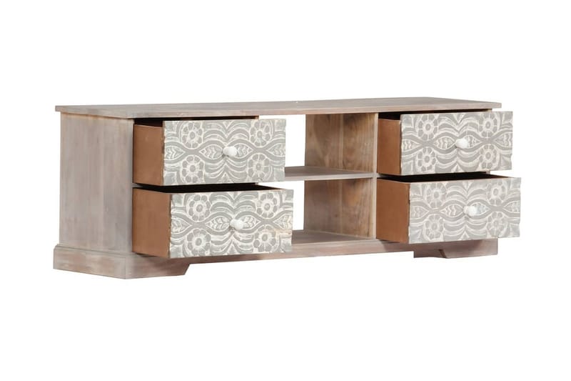 TV-bänk 120x30x40 cm massivt akaciaträ - Vit - Möbler - Tv möbel & mediamöbel - TV bänk & mediabänk