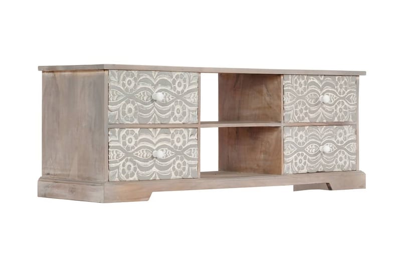 TV-bänk 120x30x40 cm massivt akaciaträ - Vit - Möbler - Tv möbel & mediamöbel - TV bänk & mediabänk