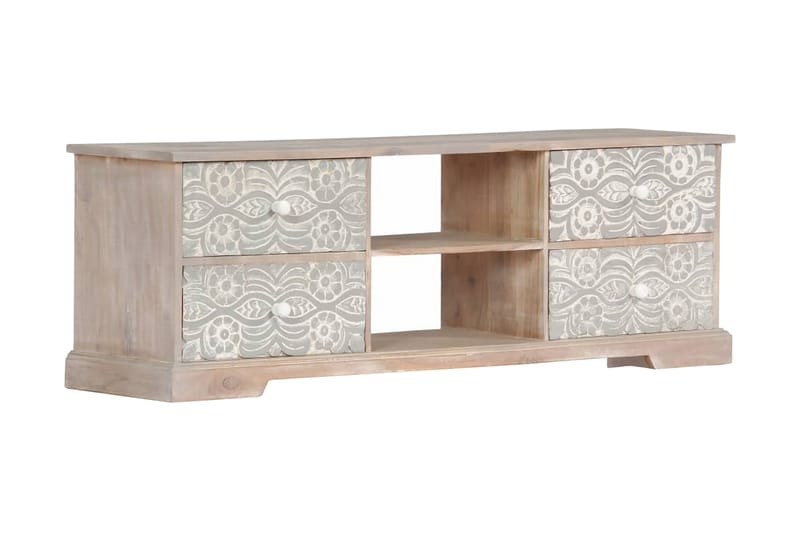 TV-bänk 120x30x40 cm massivt akaciaträ - Vit - Möbler - Tv möbel & mediamöbel - TV bänk & mediabänk