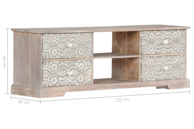 TV-bänk 120x30x40 cm massivt akaciaträ - Vit - Möbler - Tv möbel & mediamöbel - TV bänk & mediabänk