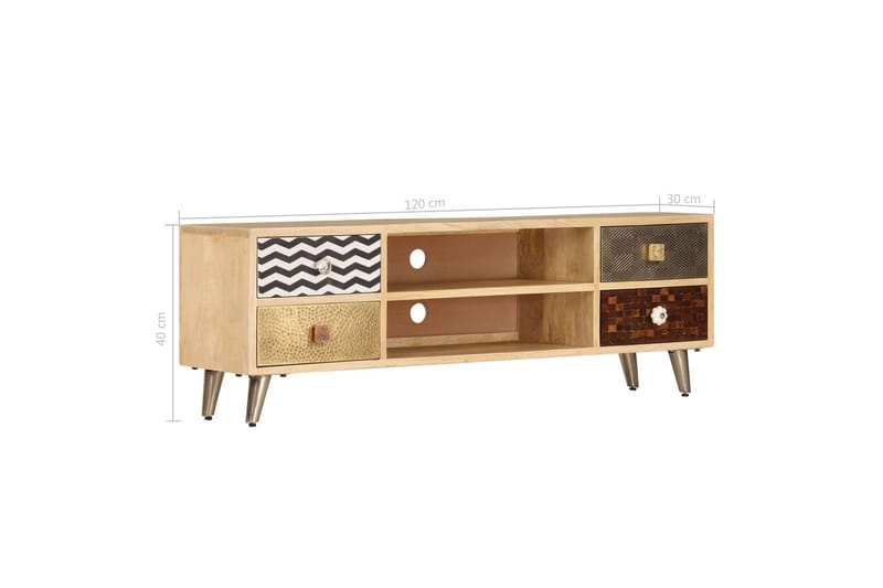 TV-bänk 120x30x40 cm massivt mangoträ - Brun - Möbler - Tv möbel & mediamöbel - TV bänk & mediabänk