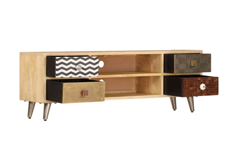TV-bänk 120x30x40 cm massivt mangoträ - Brun - Möbler - Tv möbel & mediamöbel - TV bänk & mediabänk