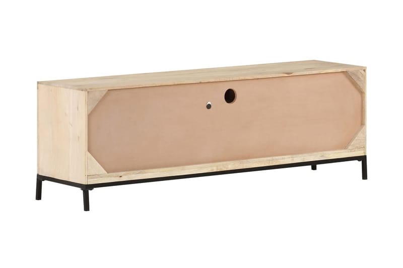 TV-bänk 120x30x40 cm massivt mangoträ och naturlig rotting - Brun - Möbler - Tv möbel & mediamöbel - TV bänk & mediabänk