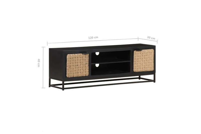 Tv-bänk 120x30x40 cm massivt mangoträ - Svart - Möbler - Tv möbel & mediamöbel - TV bänk & mediabänk