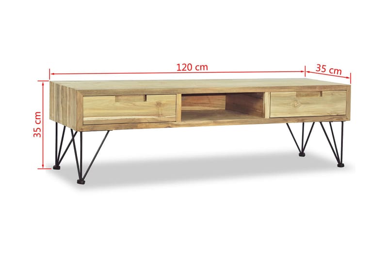 TV-bänk 120x35x35 cm massiv teak - Brun - TV bänk & mediabänk