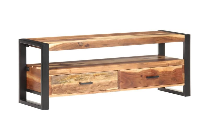 TV-bänk 120x35x45 cm massivt trä med sheshamfinish - Brun - Möbler - Tv möbel & mediamöbel - TV bänk & mediabänk