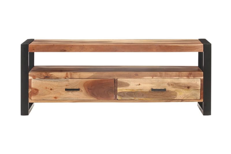 TV-bänk 120x35x45 cm massivt trä med sheshamfinish - Brun - Möbler - Tv möbel & mediamöbel - TV bänk & mediabänk