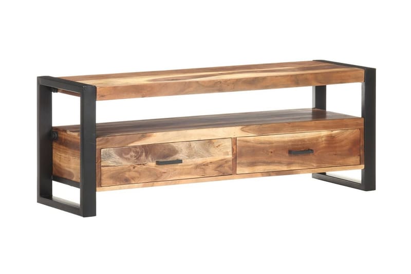 TV-bänk 120x35x45 cm massivt trä med sheshamfinish - Brun - Möbler - Tv möbel & mediamöbel - TV bänk & mediabänk
