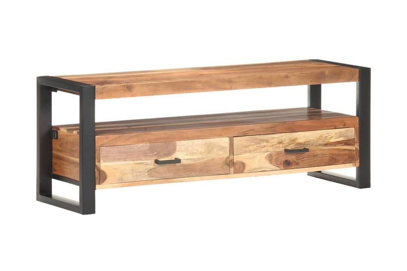 TV-bänk 120x35x45 cm massivt trä med sheshamfinish - Brun - Möbler - Tv möbel & mediamöbel - TV bänk & mediabänk