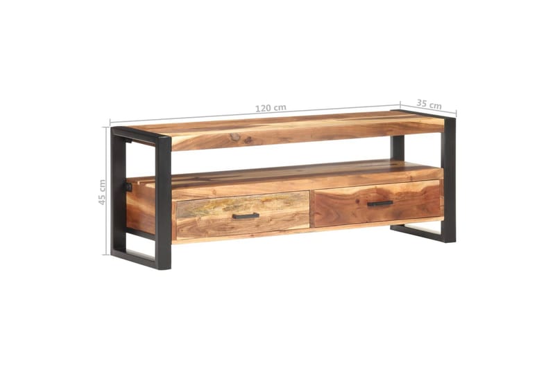 TV-bänk 120x35x45 cm massivt trä med sheshamfinish - Brun - Möbler - Tv möbel & mediamöbel - TV bänk & mediabänk