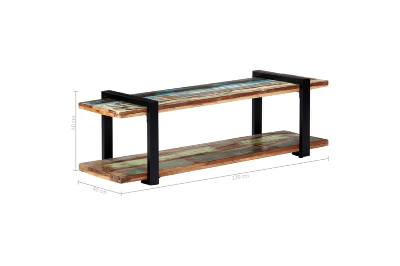TV-bänk 130x40x40 cm massivt återvunnet trä - Flerfärgad - Möbler - Tv möbel & mediamöbel - TV bänk & mediabänk