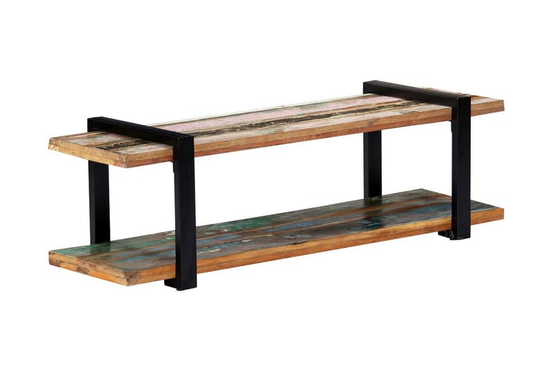 TV-bänk 130x40x40 cm massivt återvunnet trä - Flerfärgad - Möbler - Tv möbel & mediamöbel - TV bänk & mediabänk