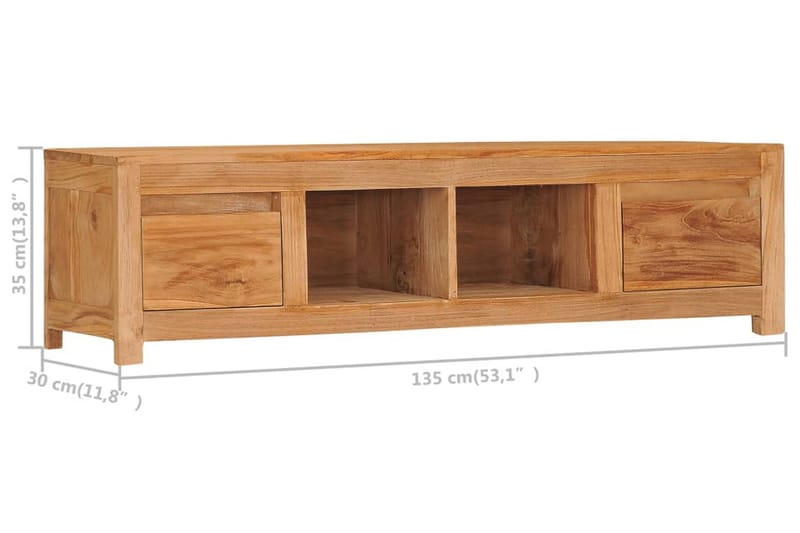 TV-bänk 135x30x35 cm massiv teak - Brun - Möbler - Tv möbel & mediamöbel - TV bänk & mediabänk