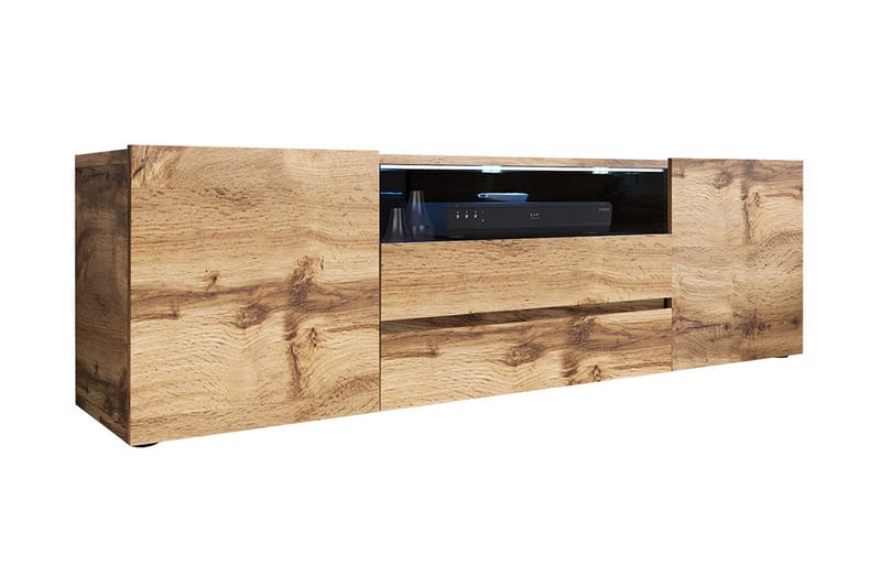 TV-bänk 137 cm LED-belysning - Ek - Möbler - Tv möbel & mediamöbel - TV bänk & mediabänk