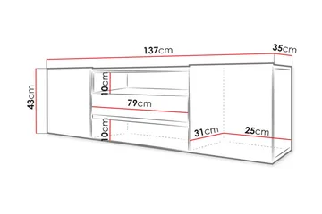 TV-bänk 137 cm LED-belysning - Ek - Möbler - Tv möbel & mediamöbel - TV bänk & mediabänk