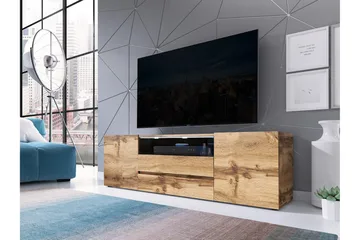 TV-bänk 137 cm LED-belysning - Ek - Möbler - Tv möbel & mediamöbel - TV bänk & mediabänk