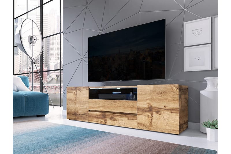 TV-bänk 137 cm LED-belysning - Ek - Möbler - Tv möbel & mediamöbel - TV bänk & mediabänk