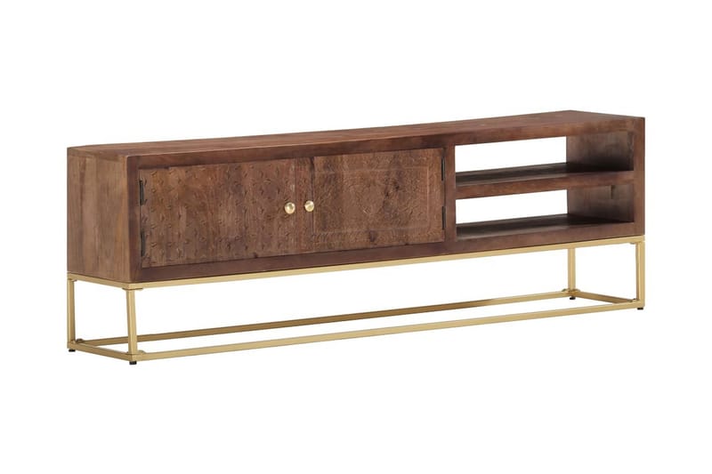 TV-bänk 138x30x46 cm massivt mangoträ - Brun - Möbler - Tv möbel & mediamöbel - TV bänk & mediabänk