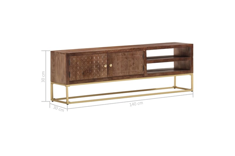 TV-bänk 138x30x46 cm massivt mangoträ - Brun - Möbler - Tv möbel & mediamöbel - TV bänk & mediabänk