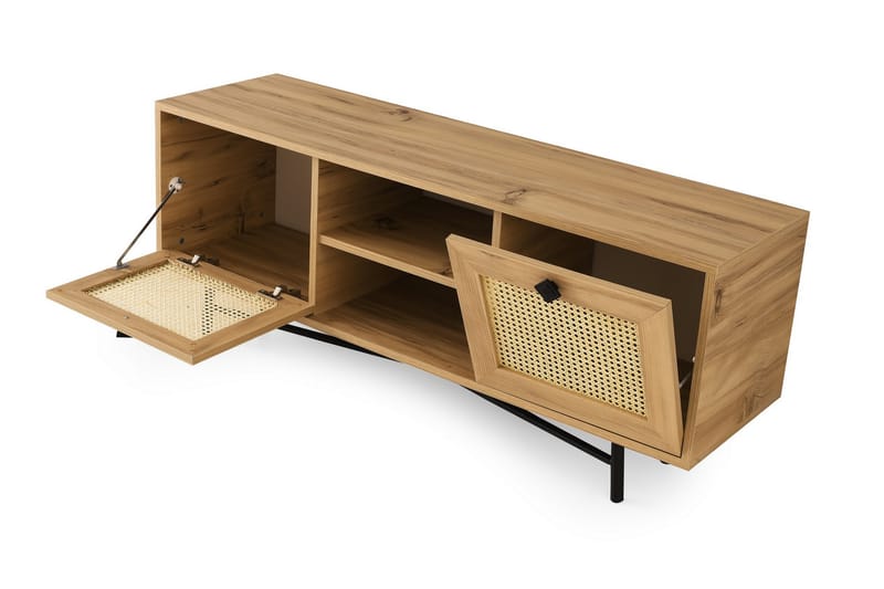 Tv-bänk 140 cm 2 Skåp - Natur/Svart - Möbler - Tv möbel & mediamöbel - TV bänk & mediabänk