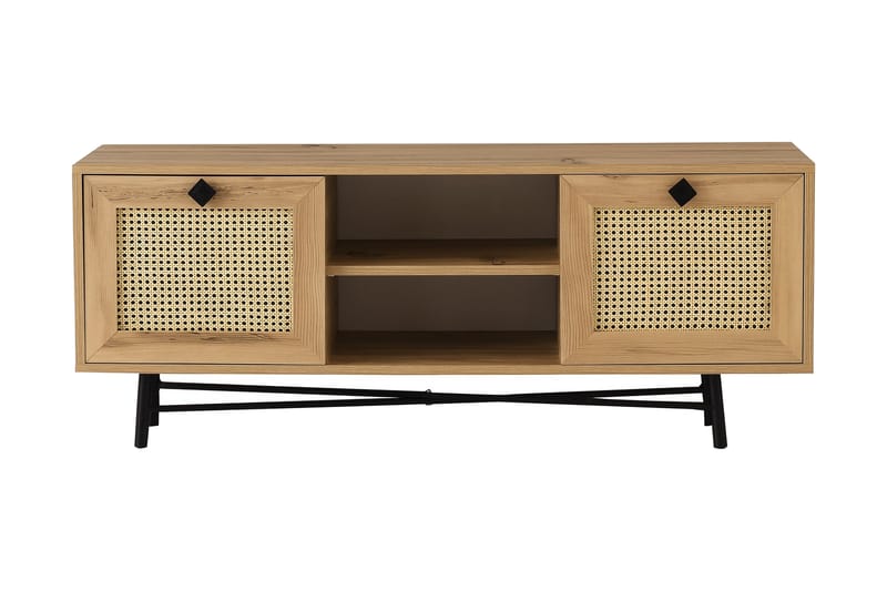 Tv-bänk 140 cm 2 Skåp - Natur/Svart - Möbler - Tv möbel & mediamöbel - TV bänk & mediabänk