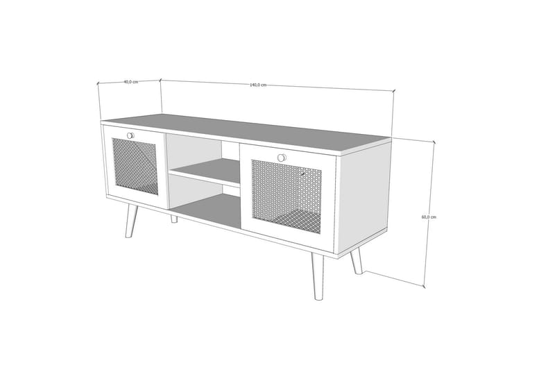 Tv-bänk 140 cm 2 Skåp - Sand/Natur - Möbler - Tv möbel & mediamöbel - TV bänk & mediabänk