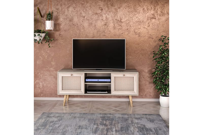 Tv-bänk 140 cm 2 Skåp - Sand/Natur - Möbler - Tv möbel & mediamöbel - TV bänk & mediabänk