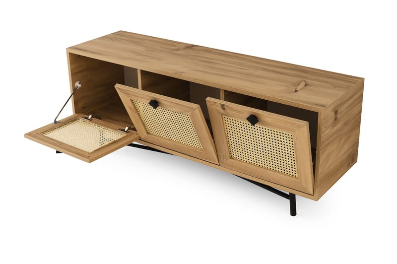 Tv-bänk 140 cm 3 Skåp - Natur/Svart - Möbler - Tv möbel & mediamöbel - TV bänk & mediabänk