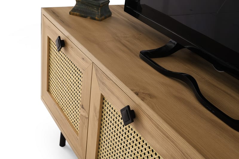 Tv-bänk 140 cm 3 Skåp - Natur/Svart - Möbler - Tv möbel & mediamöbel - TV bänk & mediabänk