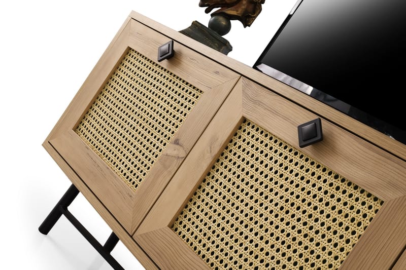 Tv-bänk 140 cm 3 Skåp - Natur/Svart - Möbler - Tv möbel & mediamöbel - TV bänk & mediabänk