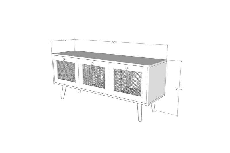 Tv-bänk 140 cm 3 Skåp - Sand/Natur - Möbler - Tv möbel & mediamöbel - TV bänk & mediabänk