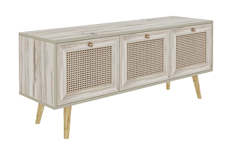Tv-bänk 140 cm 3 Skåp - Sand/Natur - Möbler - Tv möbel & mediamöbel - TV bänk & mediabänk