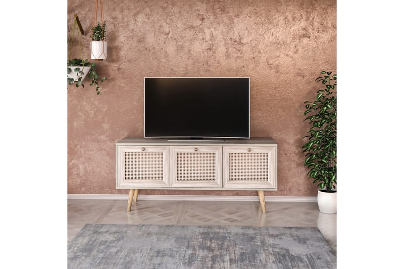 Tv-bänk 140 cm 3 Skåp - Sand/Natur - Möbler - Tv möbel & mediamöbel - TV bänk & mediabänk