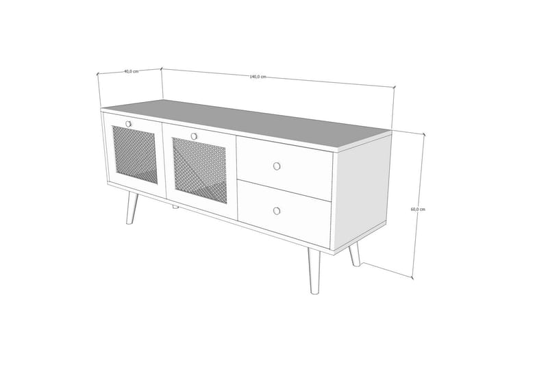 Tv-bänk 140 cm 4 Skåp - Sand/Natur - TV bänk & mediabänk