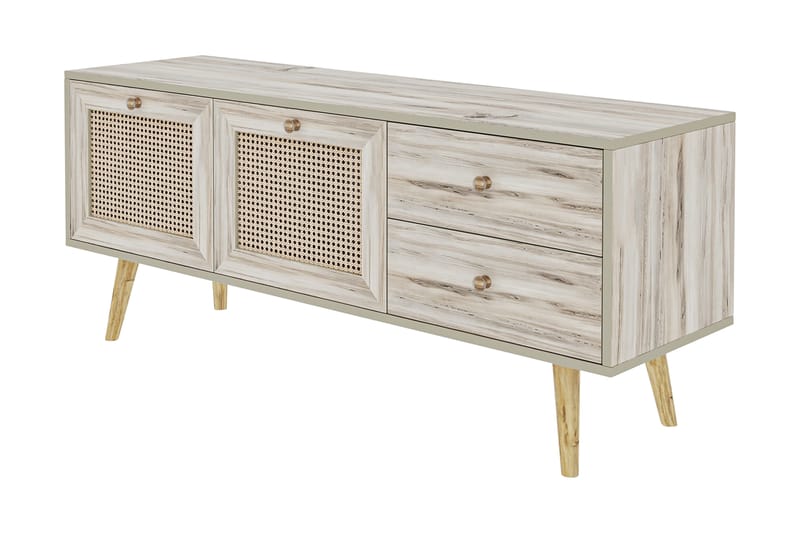 Tv-bänk 140 cm 4 Skåp - Sand/Natur - Möbler - Tv möbel & mediamöbel - TV bänk & mediabänk