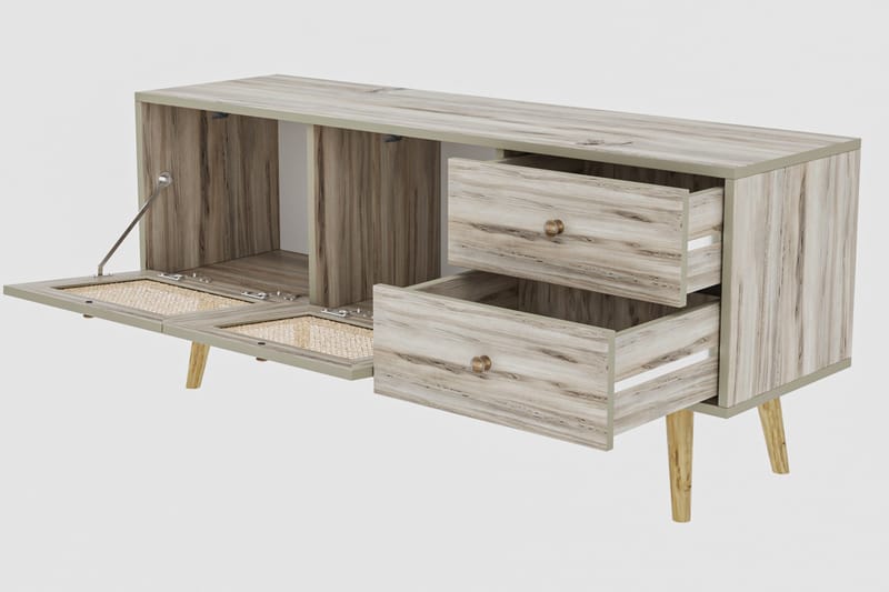 Tv-bänk 140 cm 4 Skåp - Sand/Natur - Möbler - Tv möbel & mediamöbel - TV bänk & mediabänk