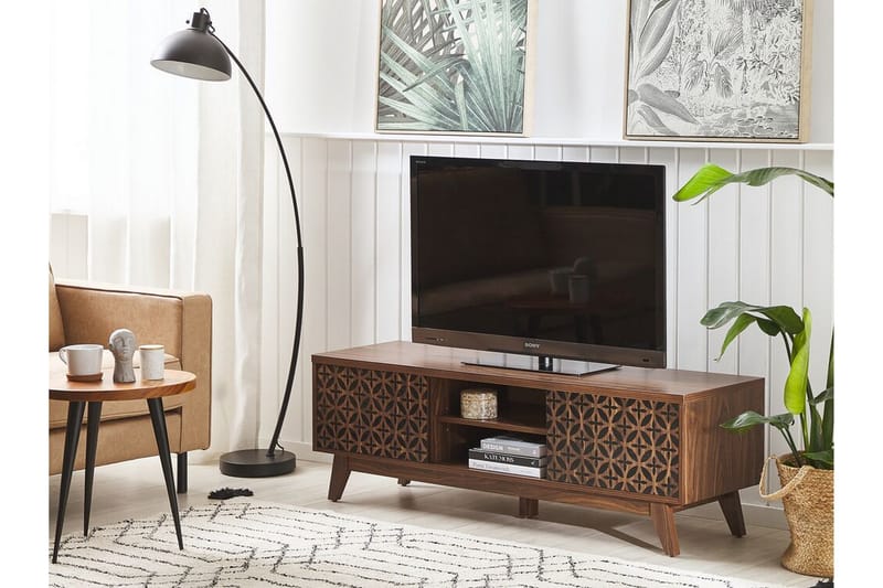 TV-bänk  140 cm mörkbrun PRESCOT - Trä/natur - TV bänk & mediabänk