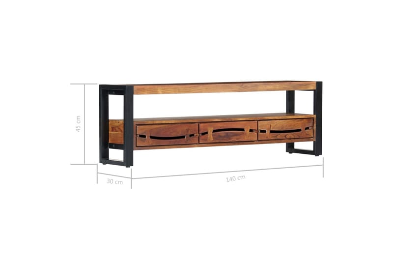 TV-bänk 140x30x45 cm massivt akaciaträ - Brun - Möbler - Tv möbel & mediamöbel - TV bänk & mediabänk