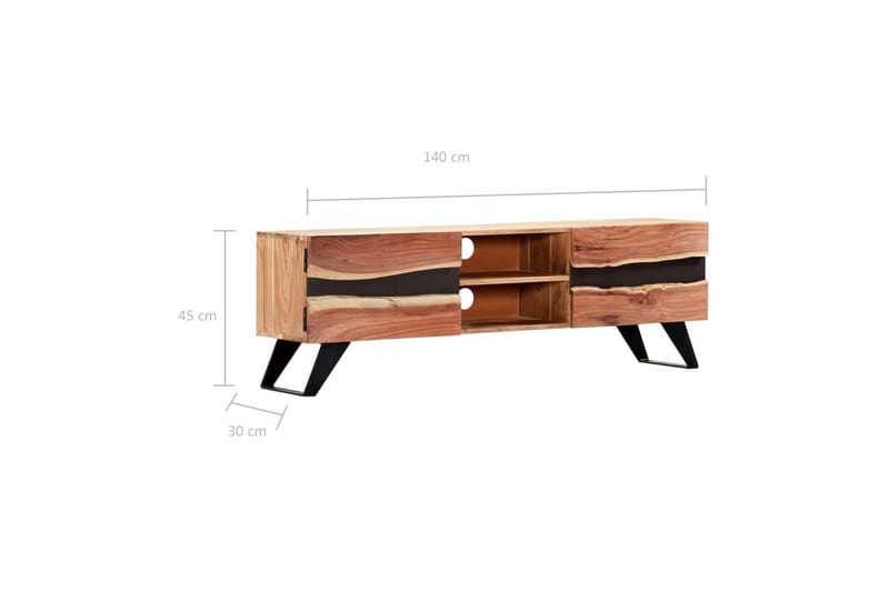 TV-bänk 140x30x45 cm massivt akaciaträ - Brun - Möbler - Tv möbel & mediamöbel - TV bänk & mediabänk