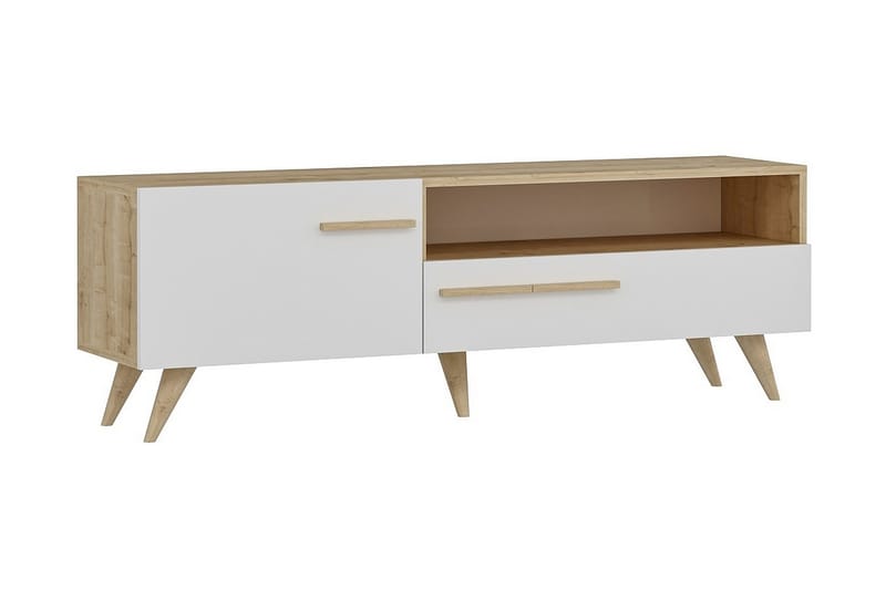 Tv-bänk 150 cm 2 Skåp - Natur/Vit - Möbler - Tv möbel & mediamöbel - TV bänk & mediabänk