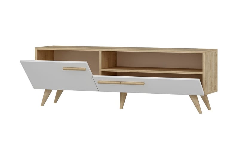Tv-bänk 150 cm 2 Skåp - Natur/Vit - Möbler - Tv möbel & mediamöbel - TV bänk & mediabänk