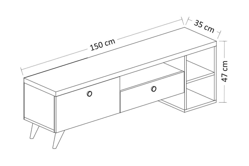Tv-bänk 150 cm 2 Skåp - Svart/Natur - Möbler - Tv möbel & mediamöbel - TV bänk & mediabänk