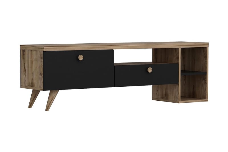 Tv-bänk 150 cm 2 Skåp - Svart/Natur - Möbler - Tv möbel & mediamöbel - TV bänk & mediabänk