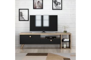 Tv-bänk 150 cm 2 Skåp - Svart/Natur - Möbler - Tv möbel & mediamöbel - TV bänk & mediabänk