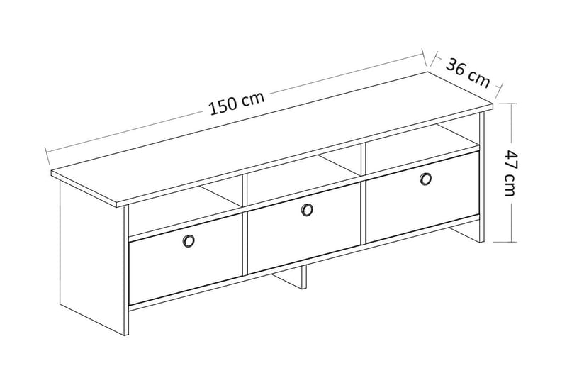 Tv-bänk 150 cm 3 Skåp 3 Hyllor - Antracit/Natur - Möbler - Tv möbel & mediamöbel - TV bänk & mediabänk