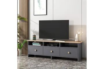 Tv-bänk 150 cm 3 Skåp 3 Hyllor - Antracit/Natur - Möbler - Tv möbel & mediamöbel - TV bänk & mediabänk