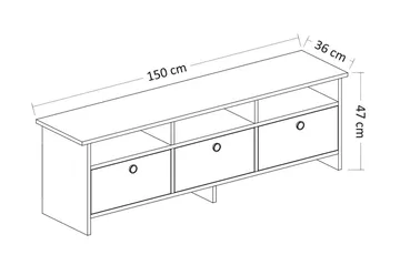 Tv-bänk 150 cm 3 Skåp 3 Hyllor - Antracit/Natur - Möbler - Tv möbel & mediamöbel - TV bänk & mediabänk