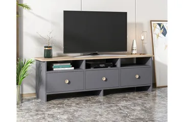 Tv-bänk 150 cm 3 Skåp 3 Hyllor - Antracit/Natur - Möbler - Tv möbel & mediamöbel - TV bänk & mediabänk